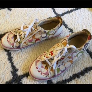Auth Coach Signature Tennis Shoes Sneaker Rainbow